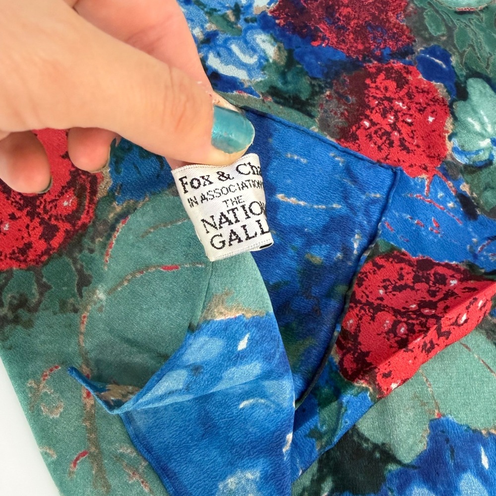 Vintage Fox & Chave National Gallery Pure Silk Floral Scarf Impressionist